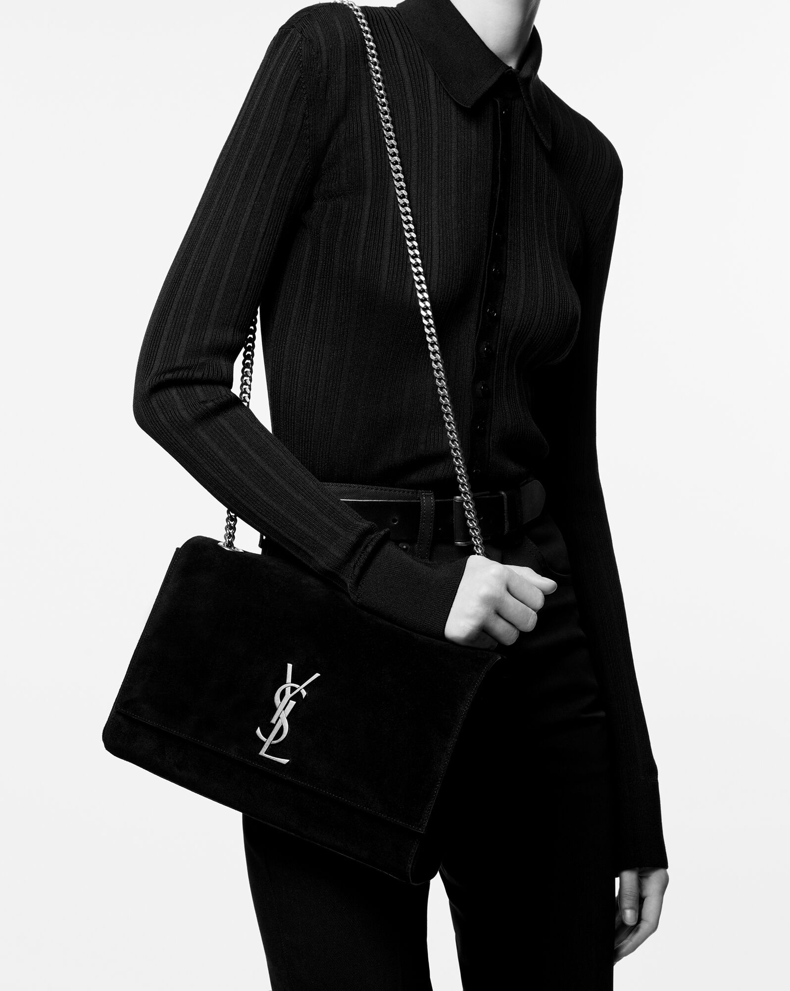 SAINT LAURENT kate medium reversible chain bag in suede and leather REVERSIBLE