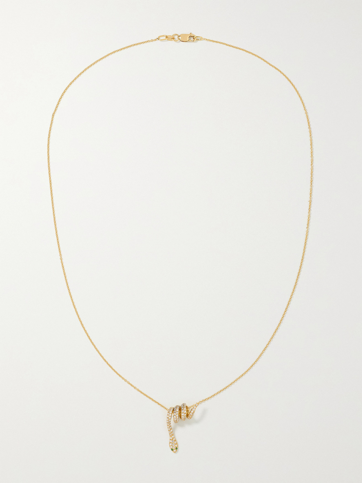 Curled Snake 18-karat Gold, Diamond And Tsavorite Necklace - 4