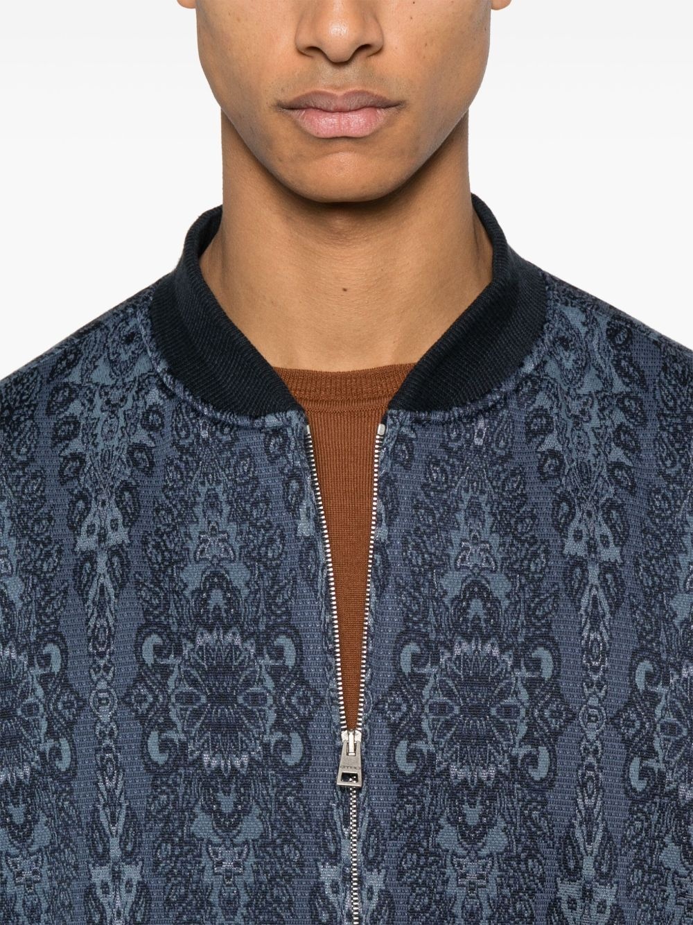 patterned-jacquard bomber jacket - 5