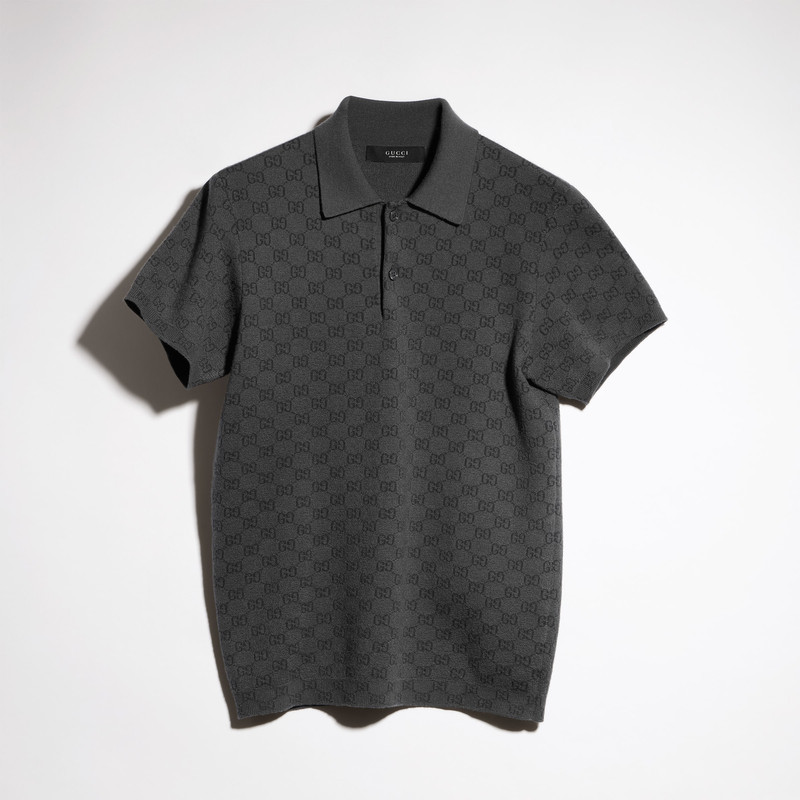 GG wool silk jacquard polo shirt - 1