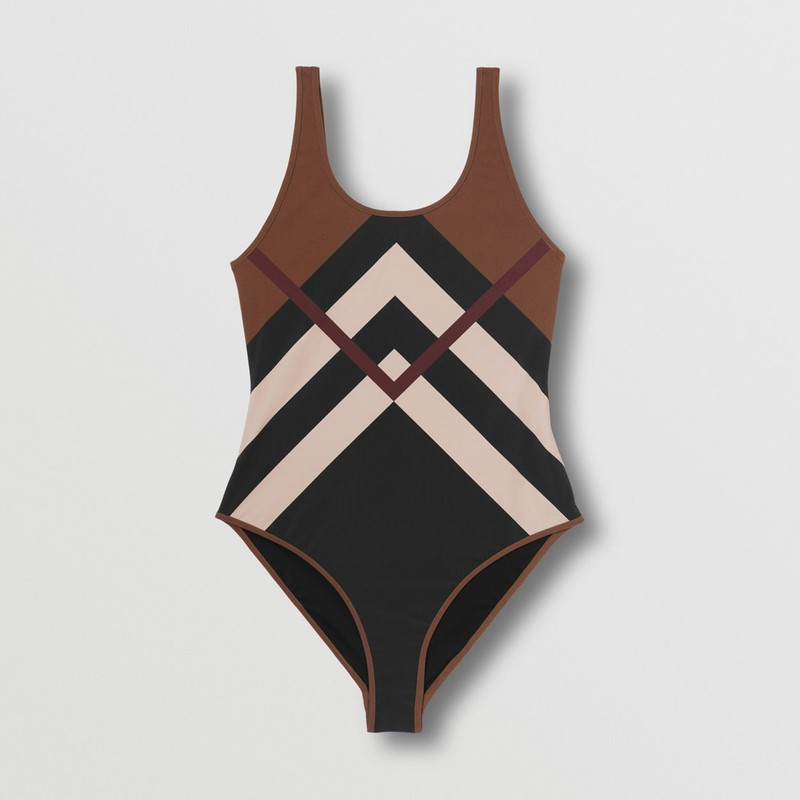 Chevron Check Stretch Nylon Swimsuit 1