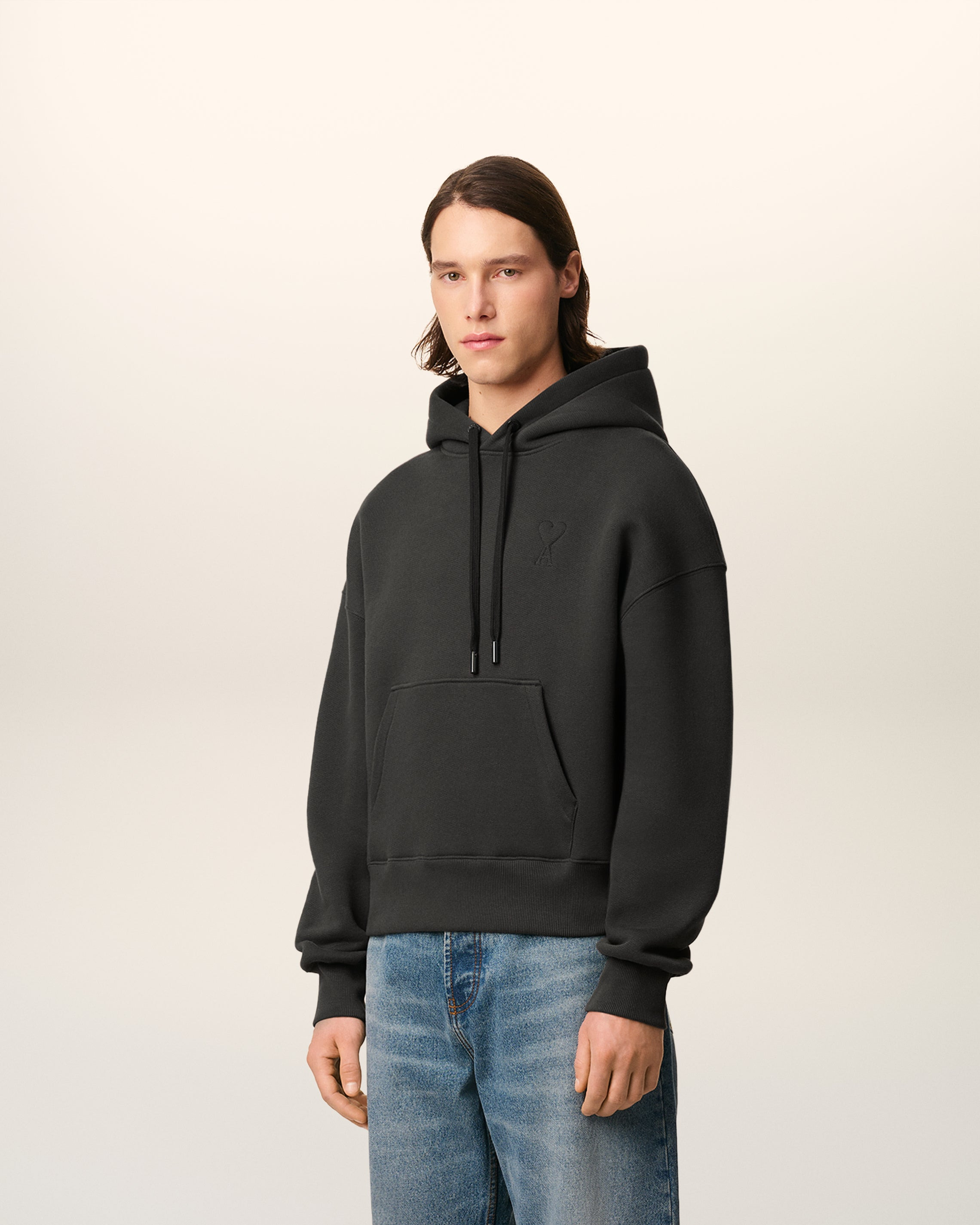 BLACK COTTON AMI DE COEUR HOODIE - 6