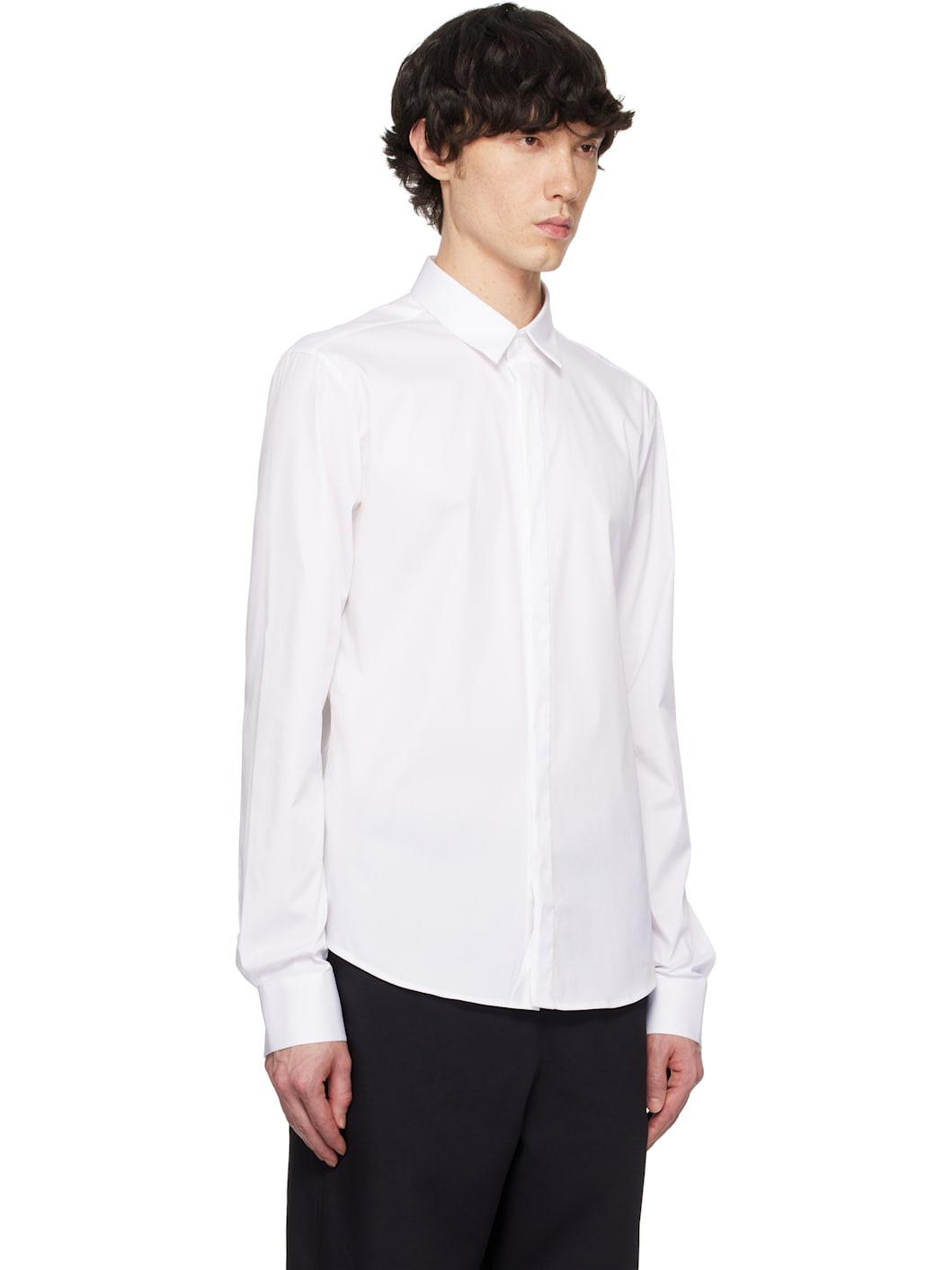 White Concealed Button Shirt - 2