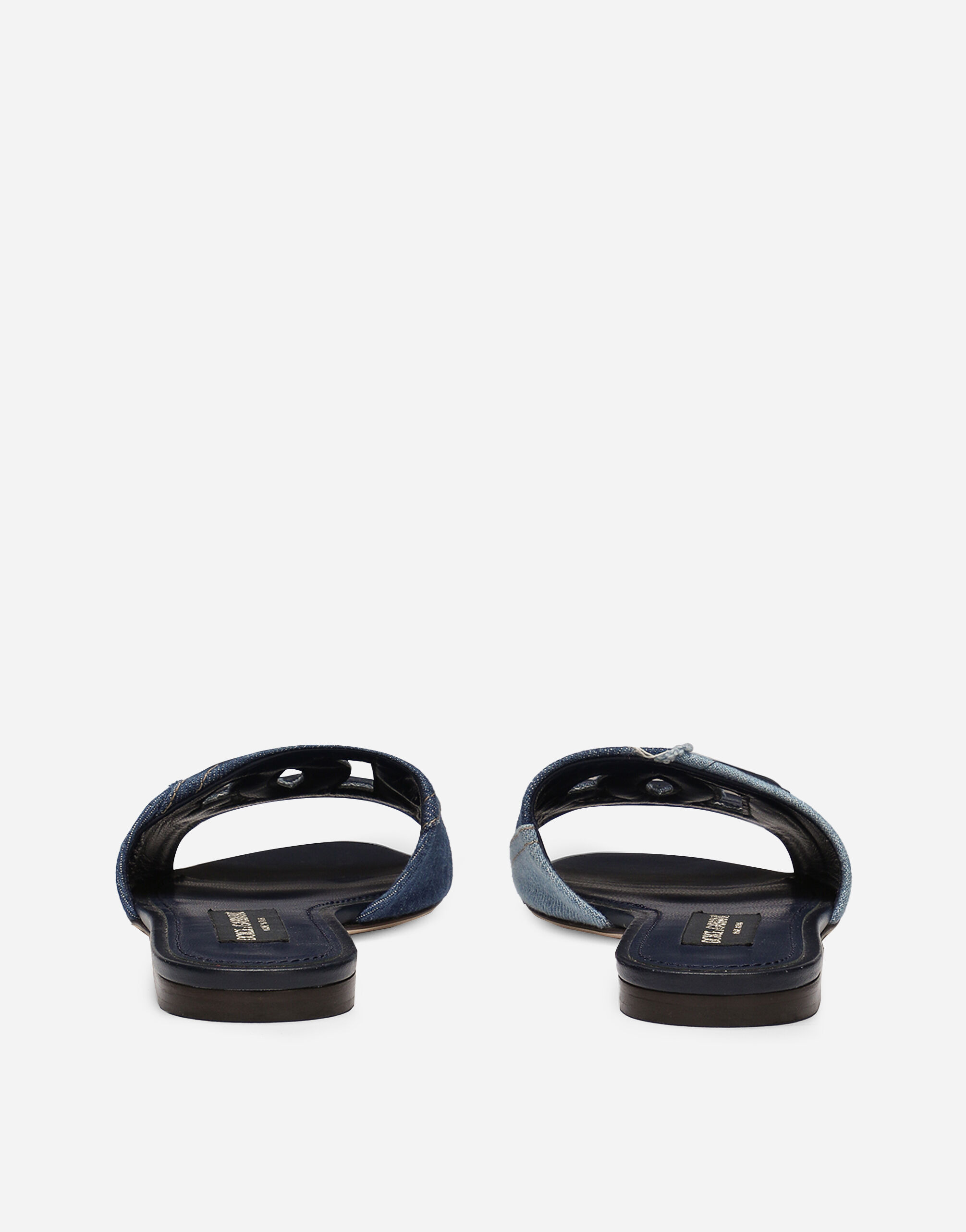 Patchwork denim sliders with DG logo - 3