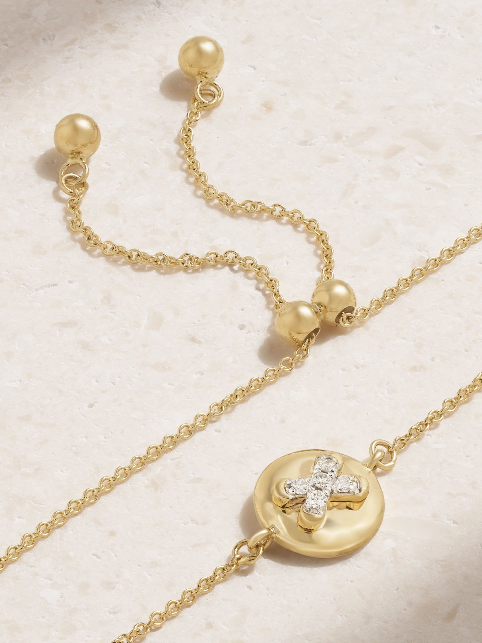 Button 14-karat gold diamond bracelet Gold - 3