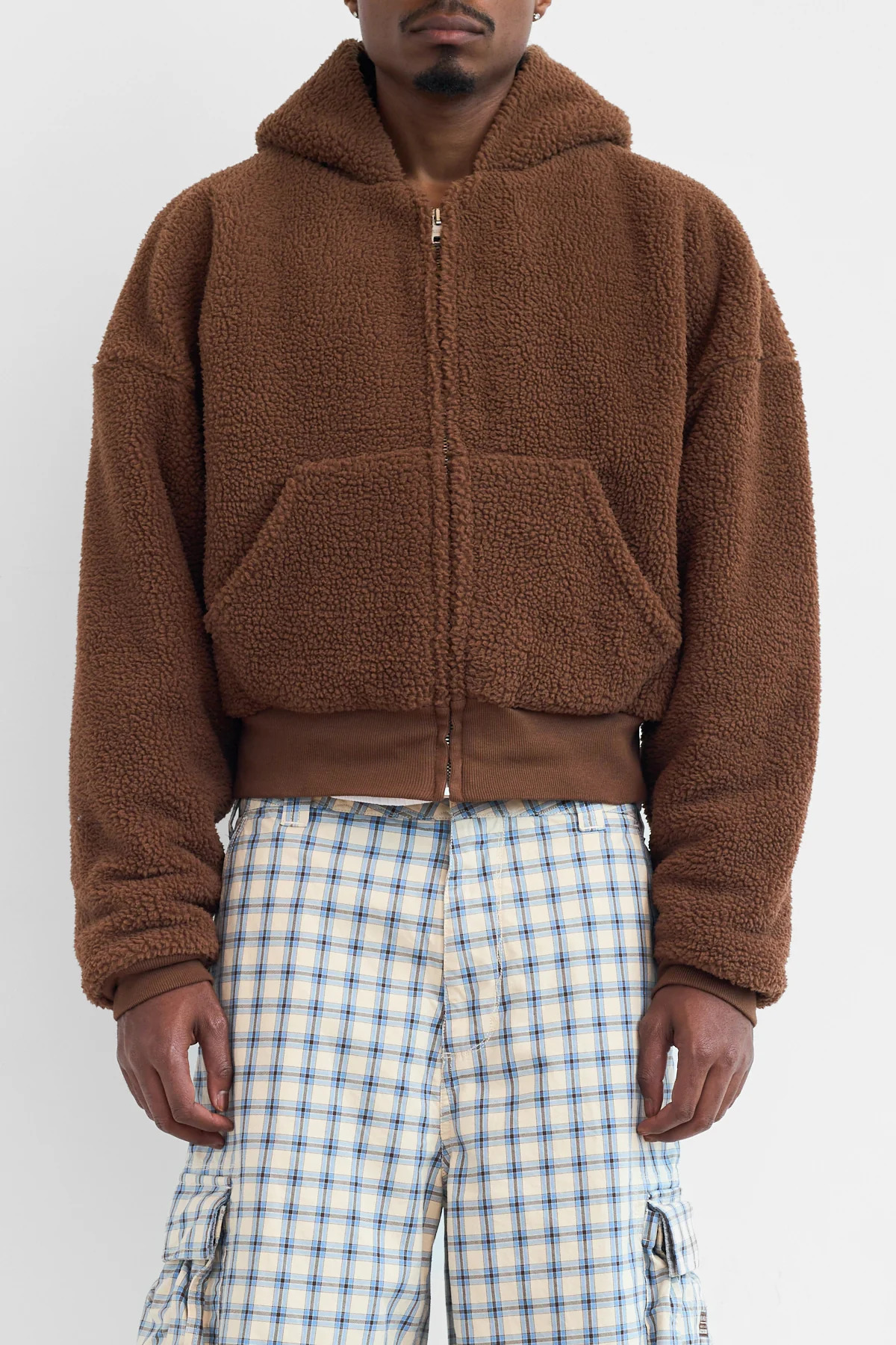 ERL Terry Fleece Zipped Hoodie Brown - 4