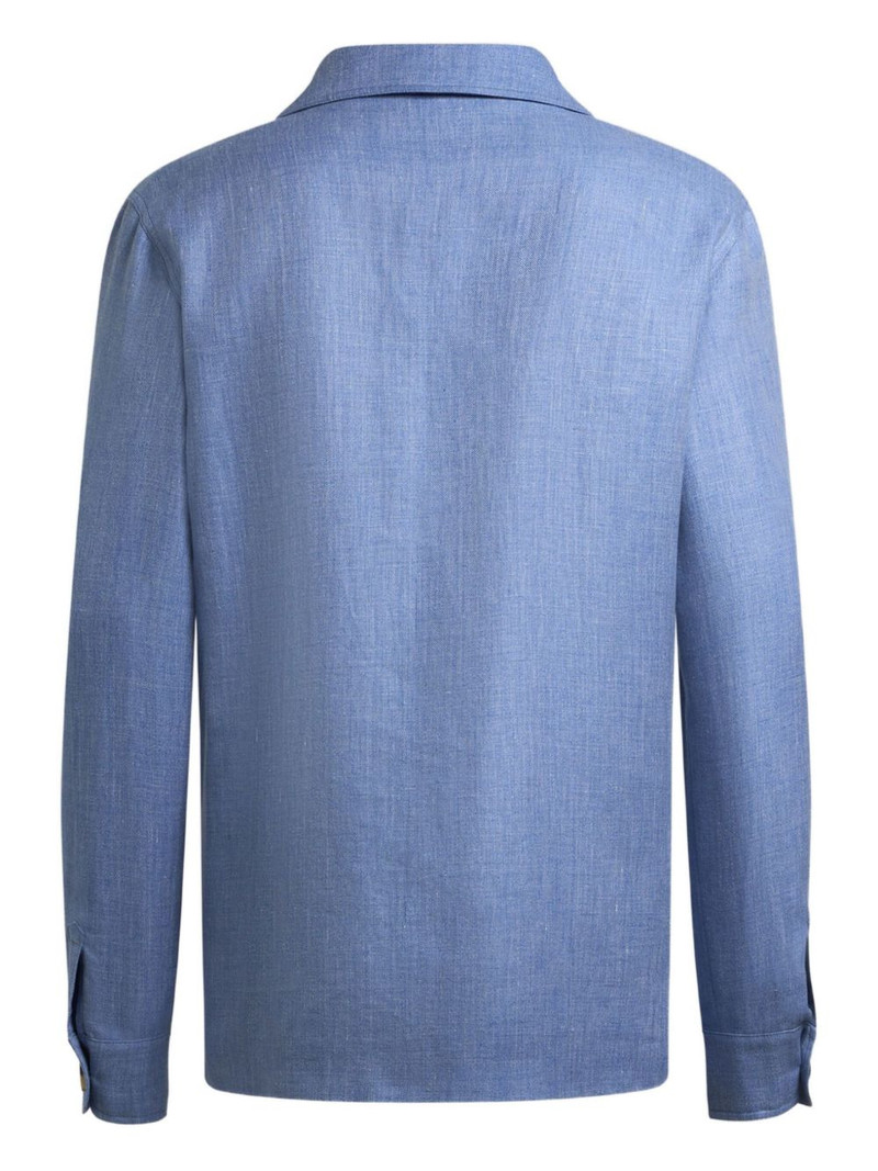 Etro three-button patch-pocket linen jacket outlook