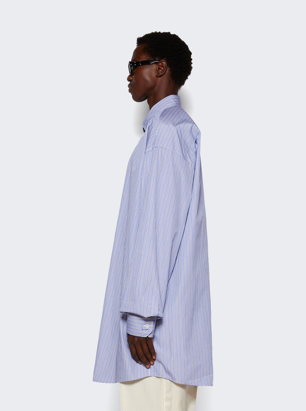 Cotton Oxford Shirt Blue Stripe - 4