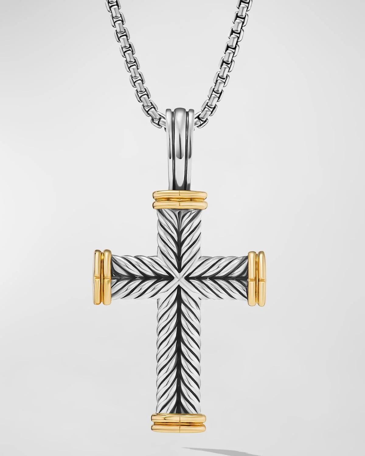 Men's Chevron Cross Pendant in Silver, 24mm - 1