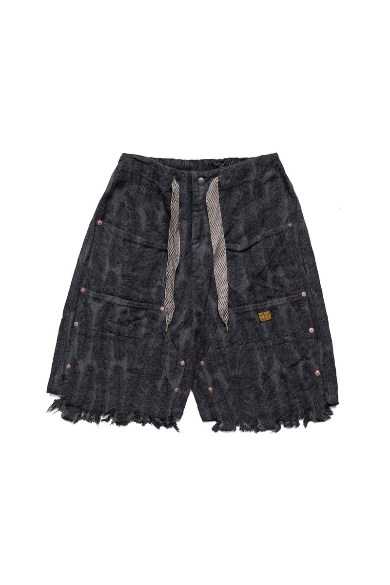 12oz MAGPIE Denim W-Knee EASY Shorts - Black x Black 1