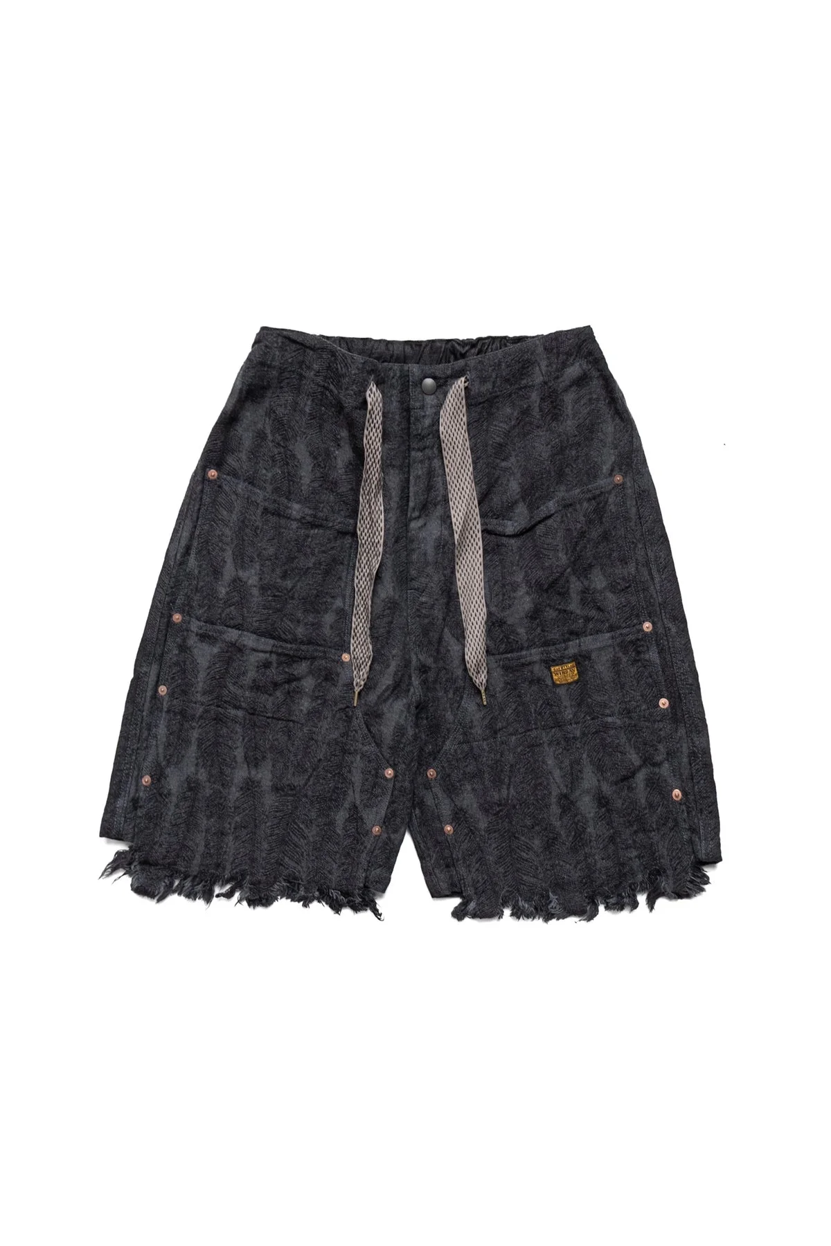 12oz MAGPIE Denim W-Knee EASY Shorts - Black x Black - 1