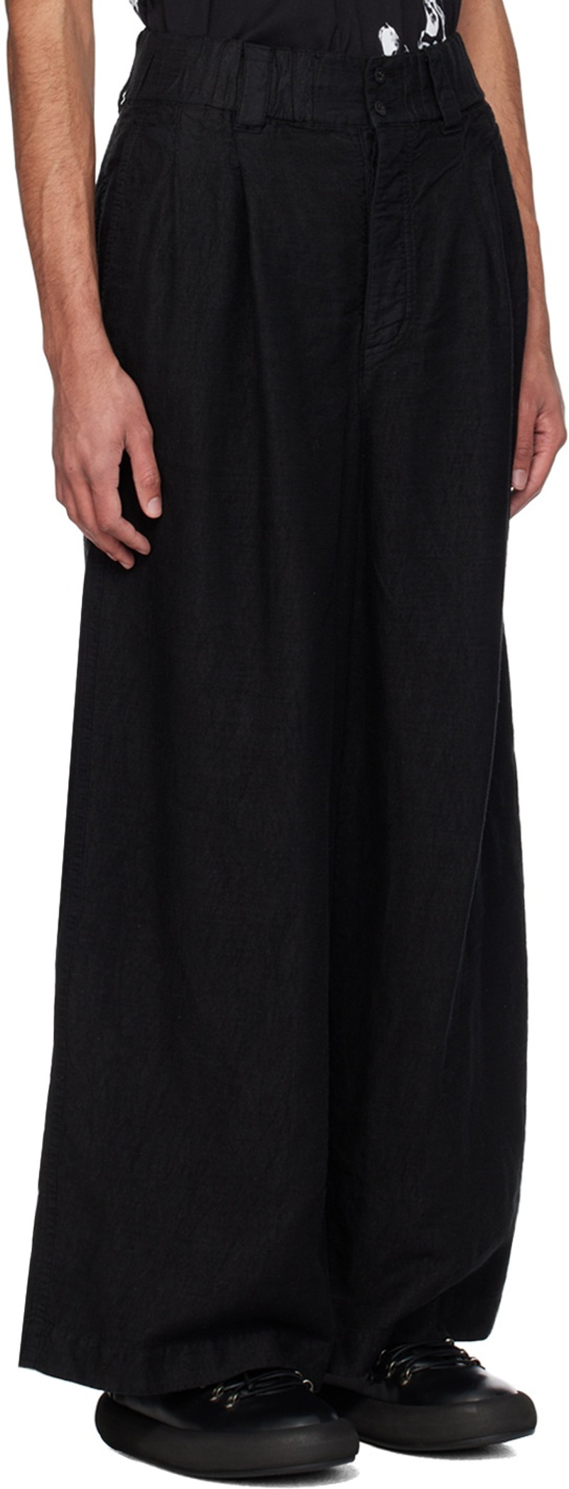 TAAKK Black Garment-Dyed Trousers outlook