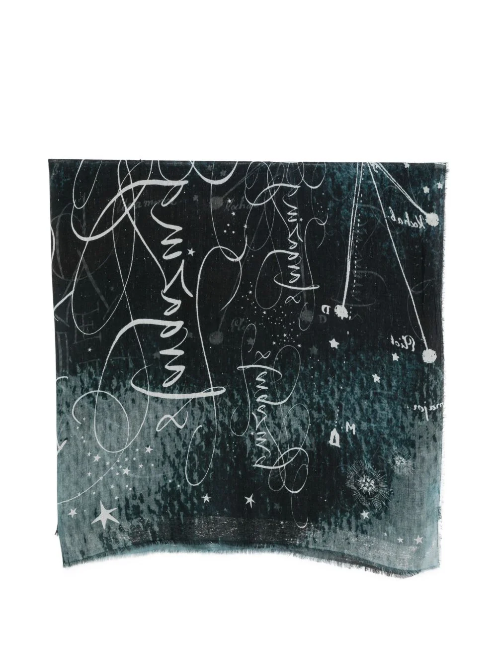 celestial-print frayed scarf - 1