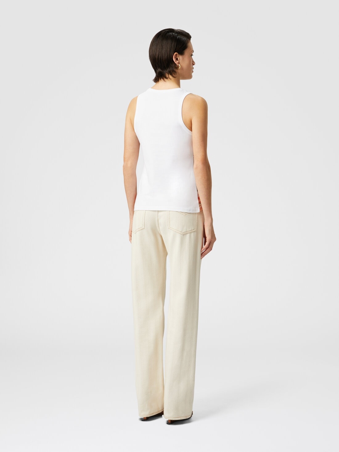 Tank top with knitted insert in greek lamé motif - 3