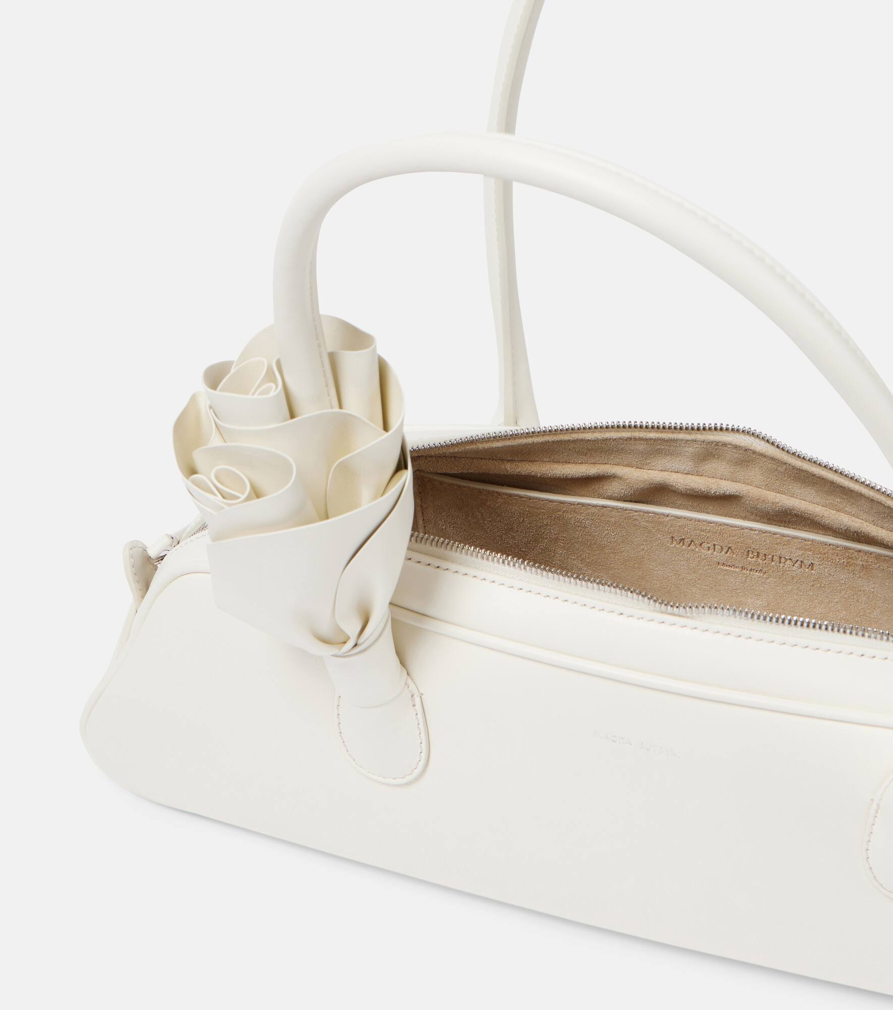 Brigitte floral-appliqué leather shoulder bag - 3