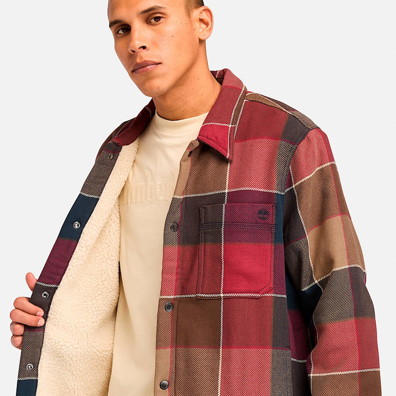 Men's High Pile Fleece Lined Plaid Overshirt 5