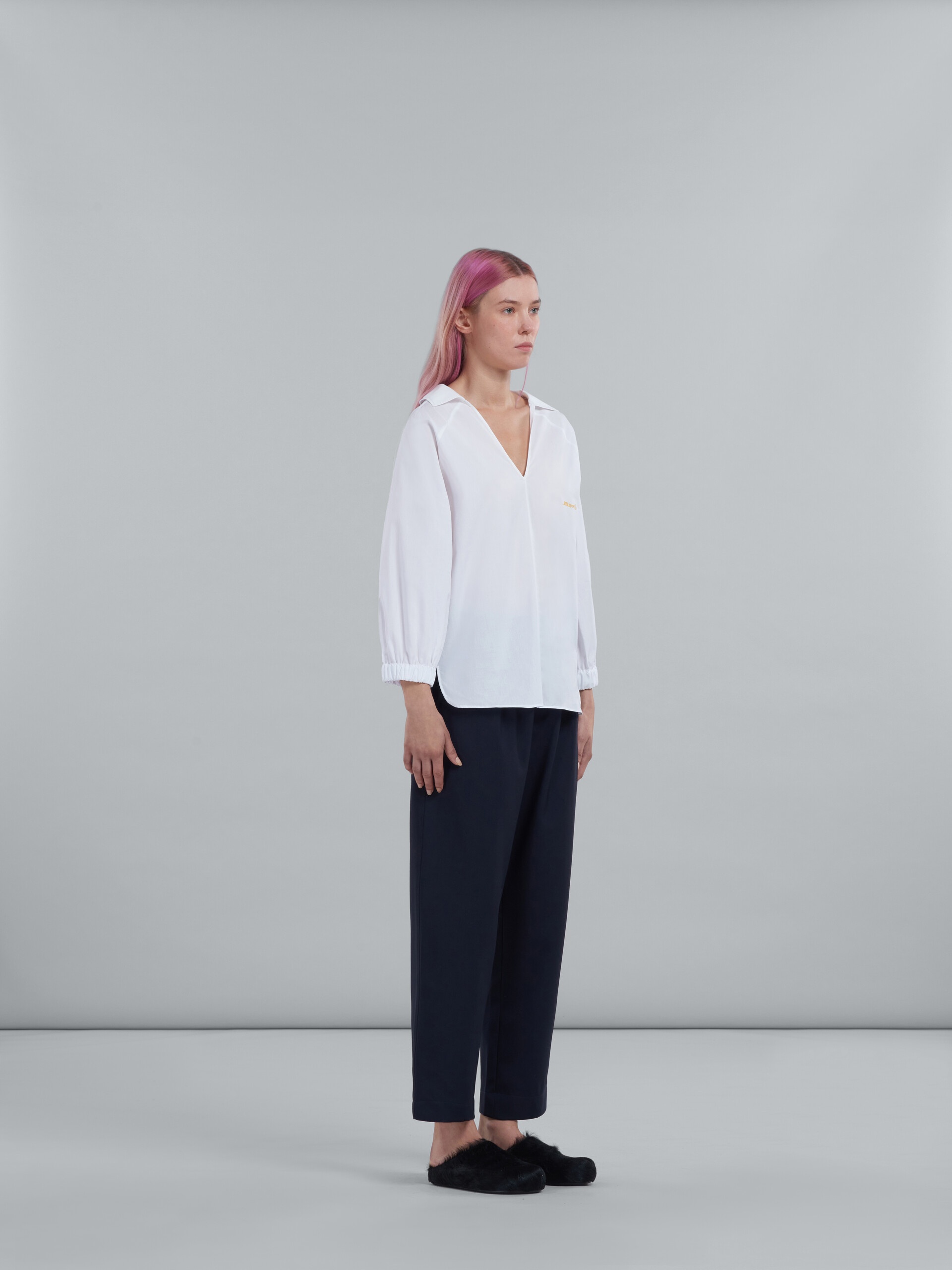 SQUARE-NECK TOP IN WHITE BIO POPLIN - 5