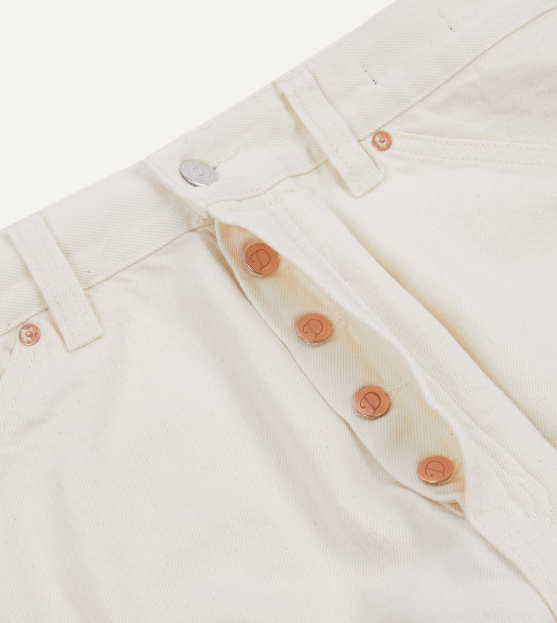 Ecru 12.7oz Selvedge Denim Tonal Stitch Five-Pocket Jeans 4