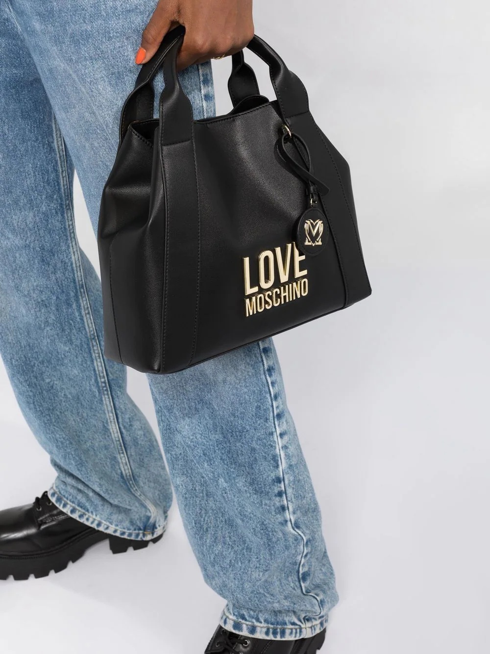 logo-lettering faux leather tote bag - 3