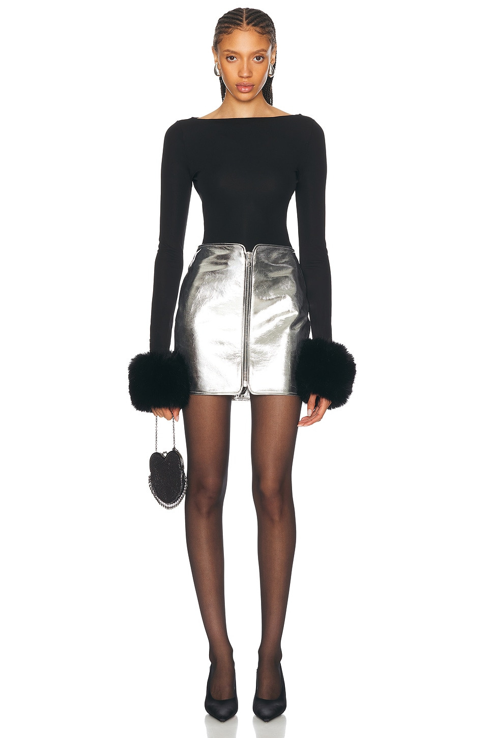 Zipped Leather Mini Skirt - 5