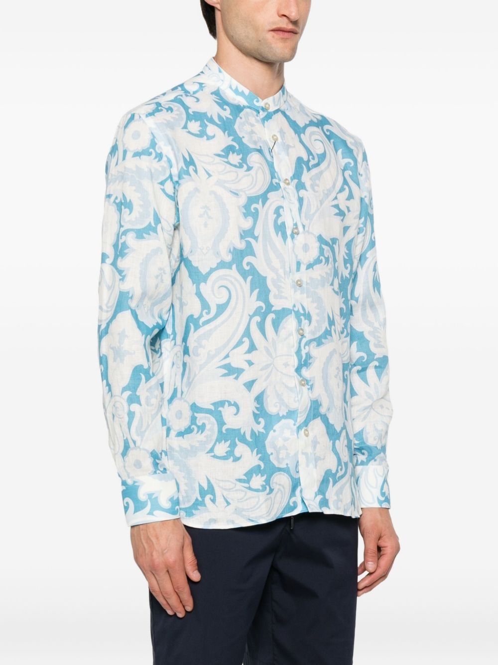 paisley-print linen shirt - 3