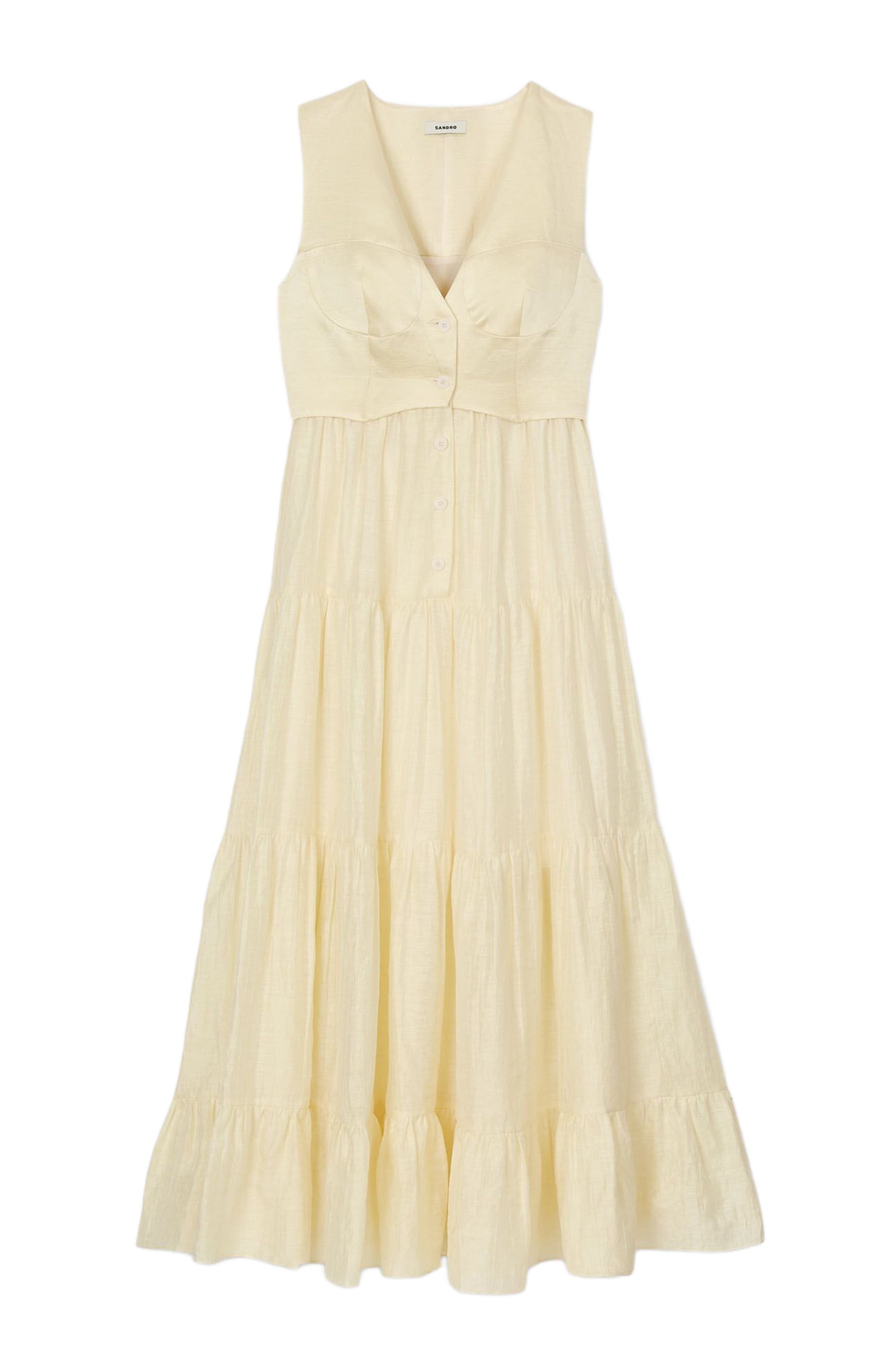 SANDRO Linen maxi dress in Light Yellow at Nordstrom - 5