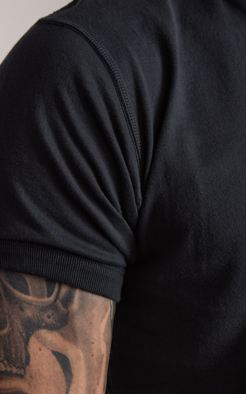 5222H-21 FLAT SEAM HEAVYWEIGHT HENLEY T-SHIRT INK BLACK - 5