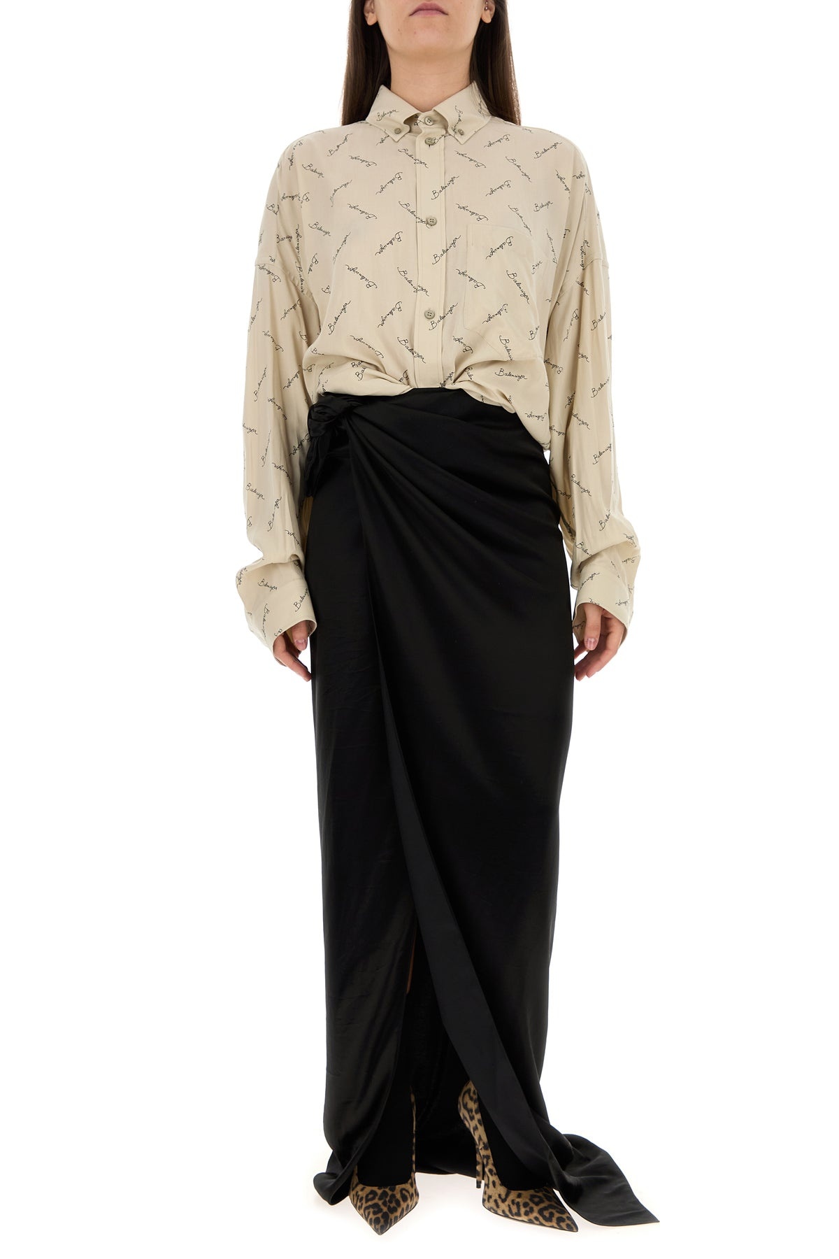 Printed viscose oversize shirt - 6