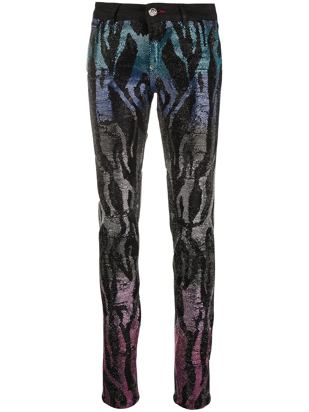 embellished zebra pattern jeggings - 1