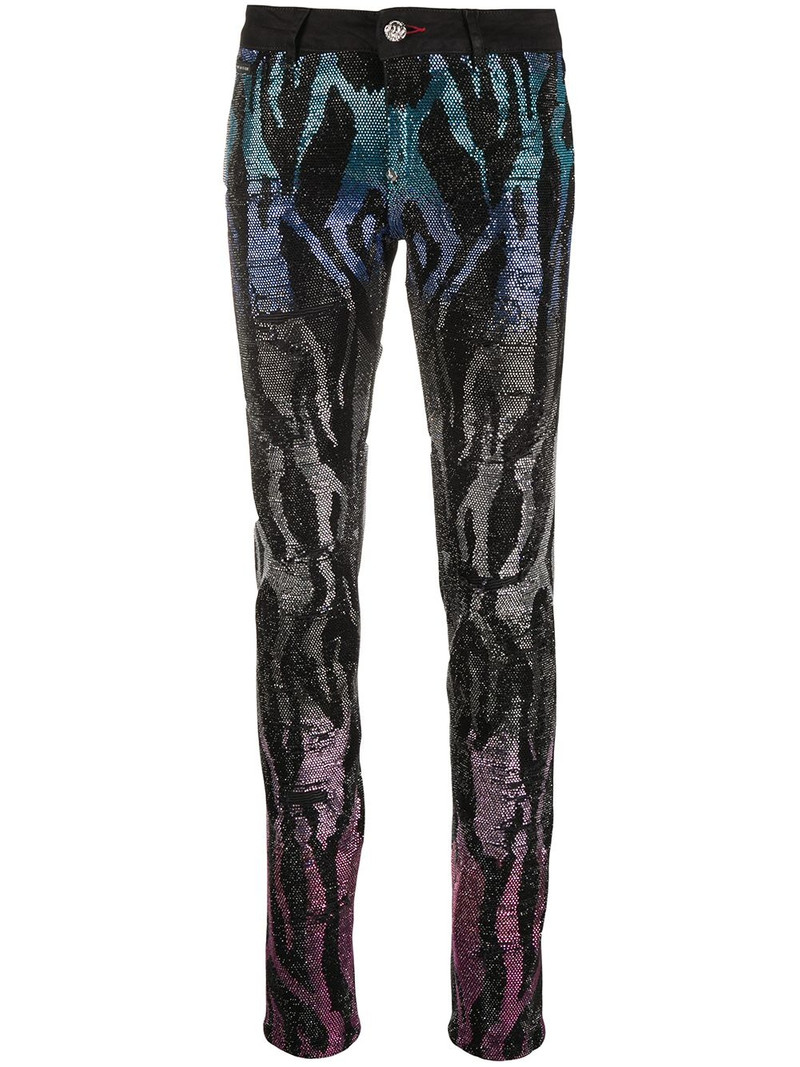 embellished zebra pattern jeggings 1