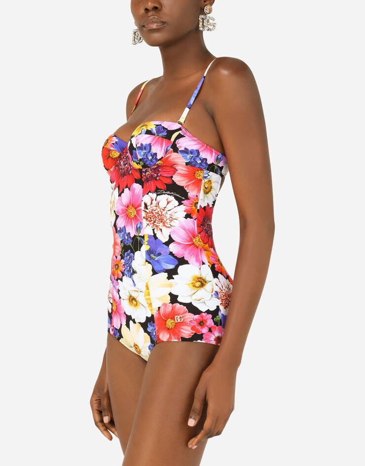 Garden-print one-piece balconette swimsuit - 4