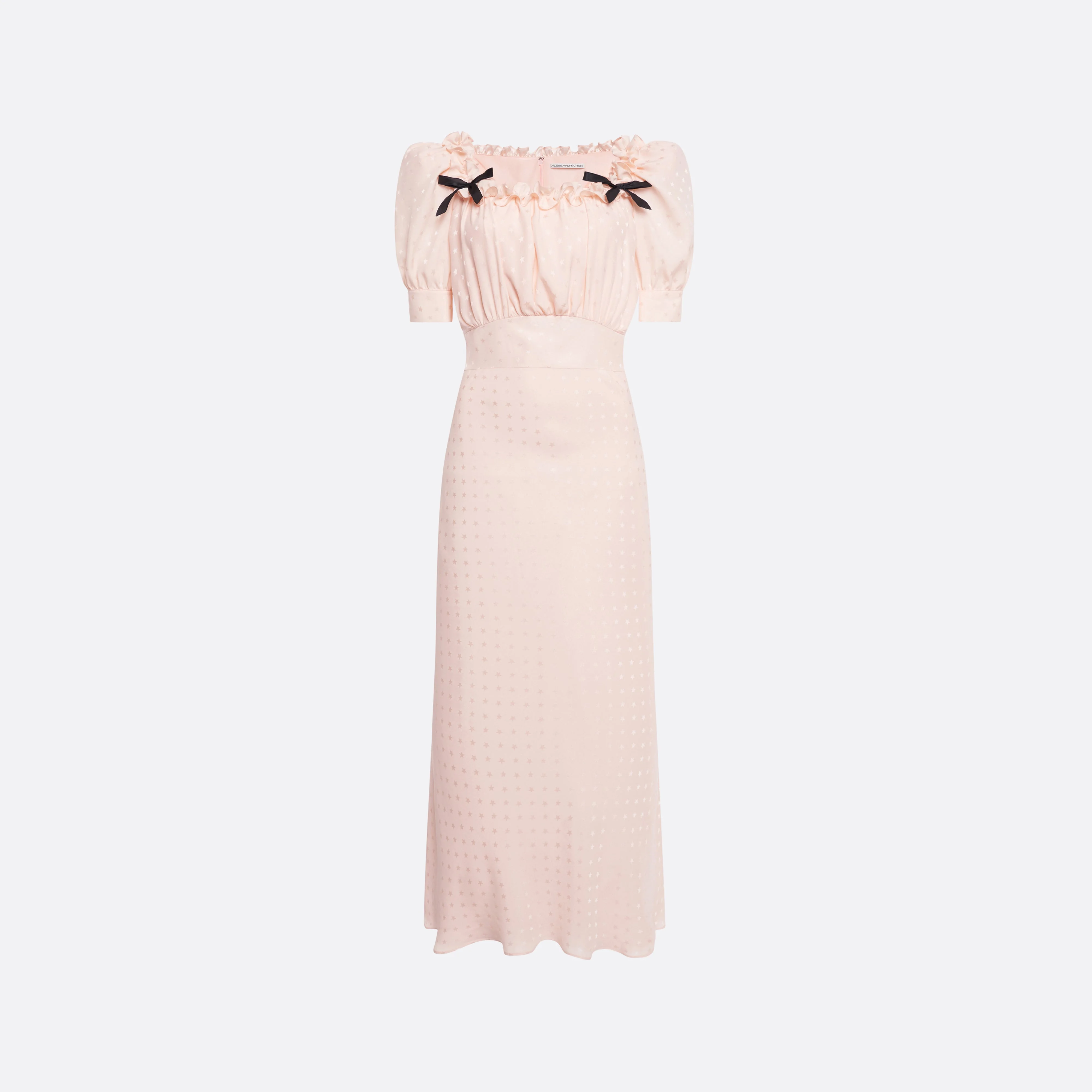 SILK JACQUARD DRESS WITH SQUARE NECKLINE - 1