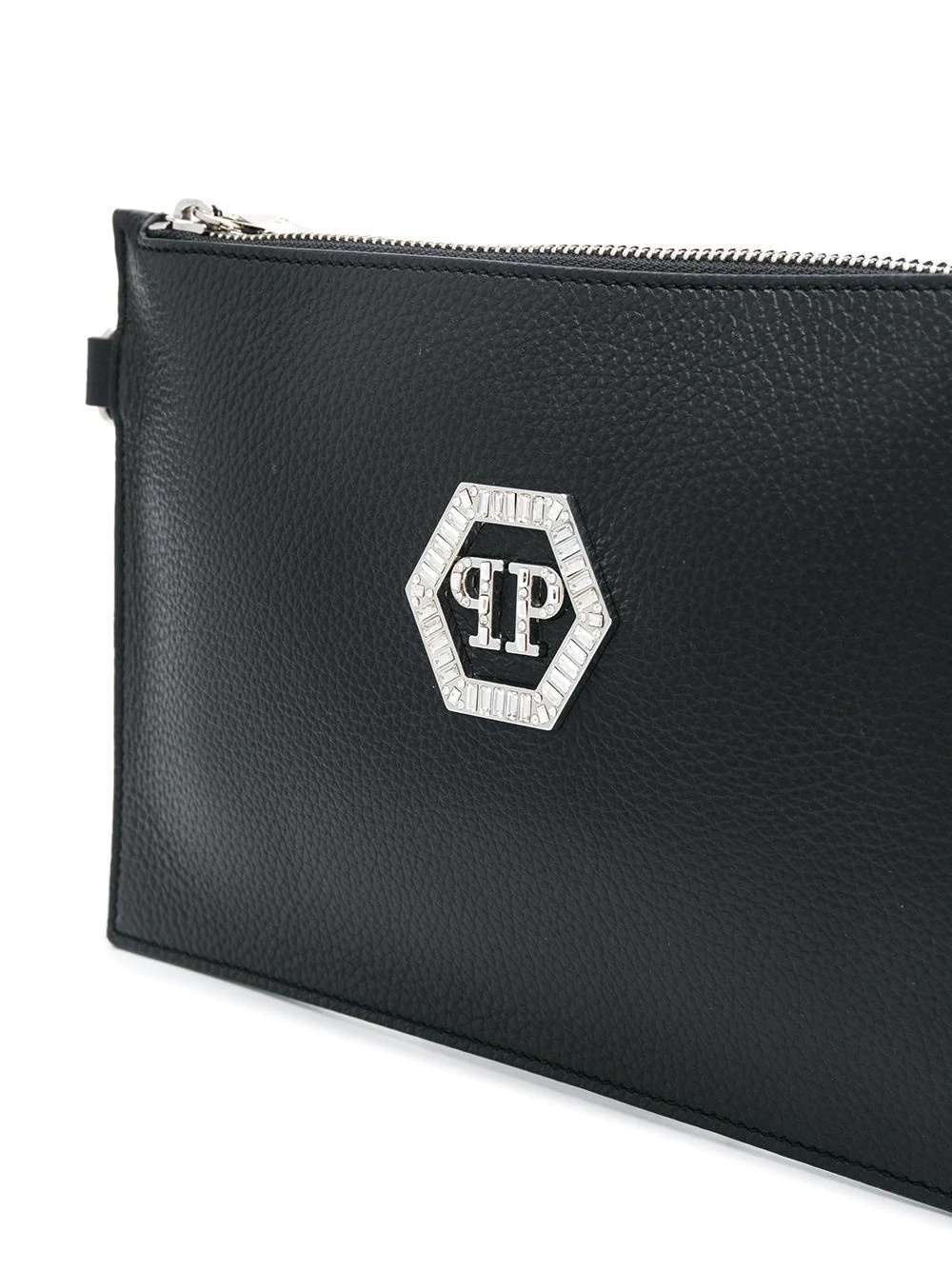 zipped logo plaque clutch - 4