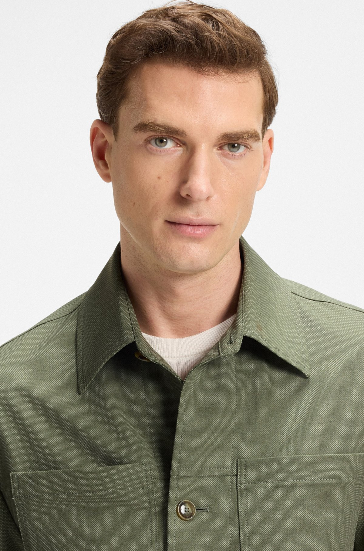RELAXED-FIT OVERSHIRT IN MACHINE-WASHABLE PERFORMANCE-STRETCH FABRIC - 5