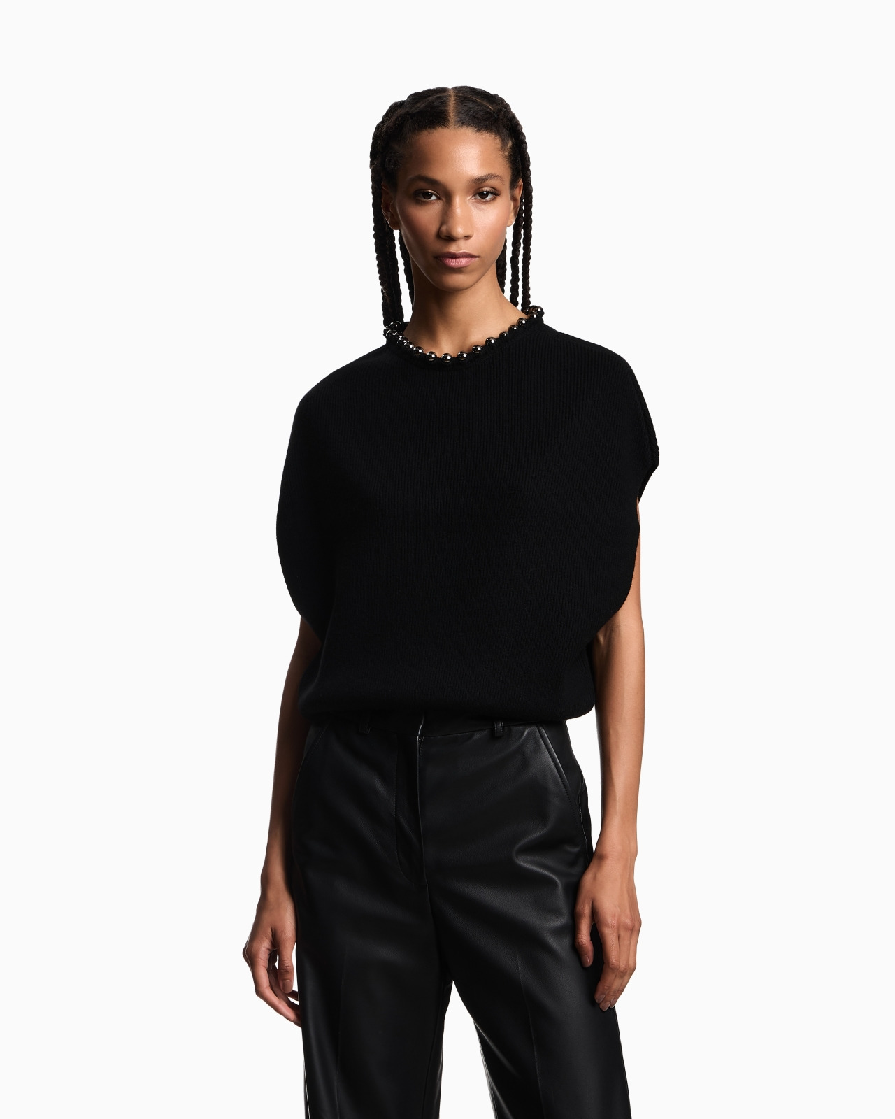 VIRGIN WOOL AND CASHMERE TOP WITH OVERSIZED METAL SPHERES - 4