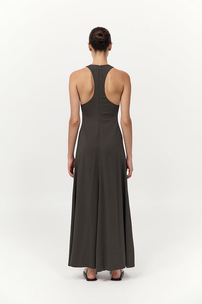 Cut Away Maxi Dress - Black Olive - 5