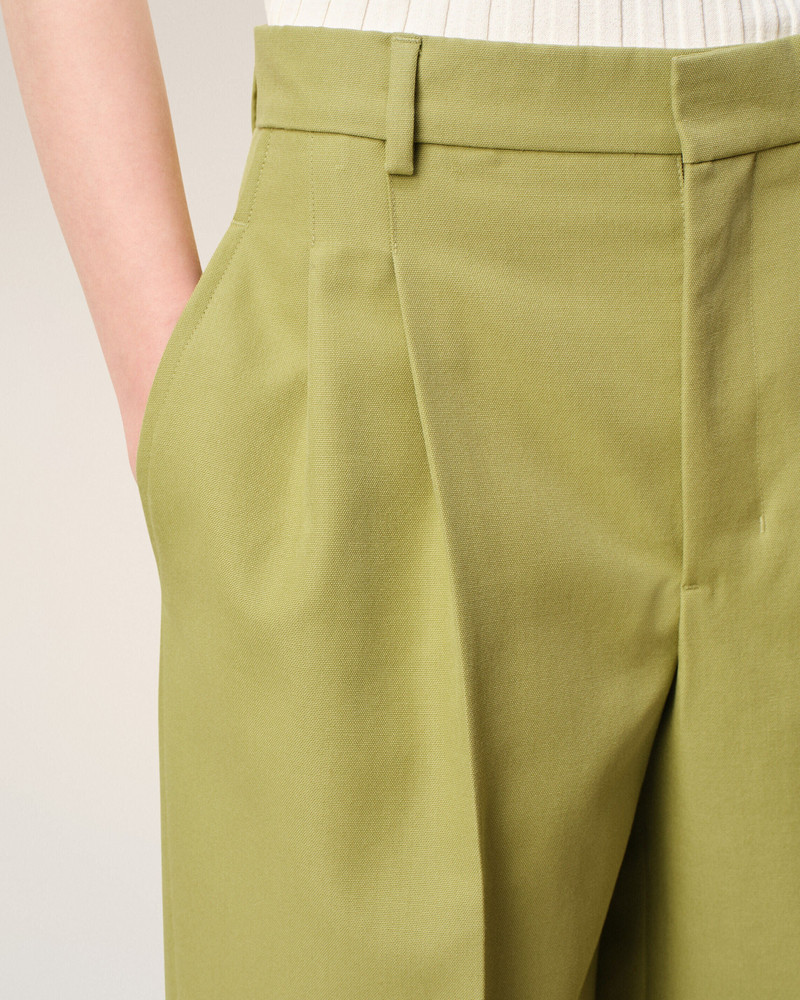 GREEN NEW WOOL LOW WAIST WIDE TROUSERS 5