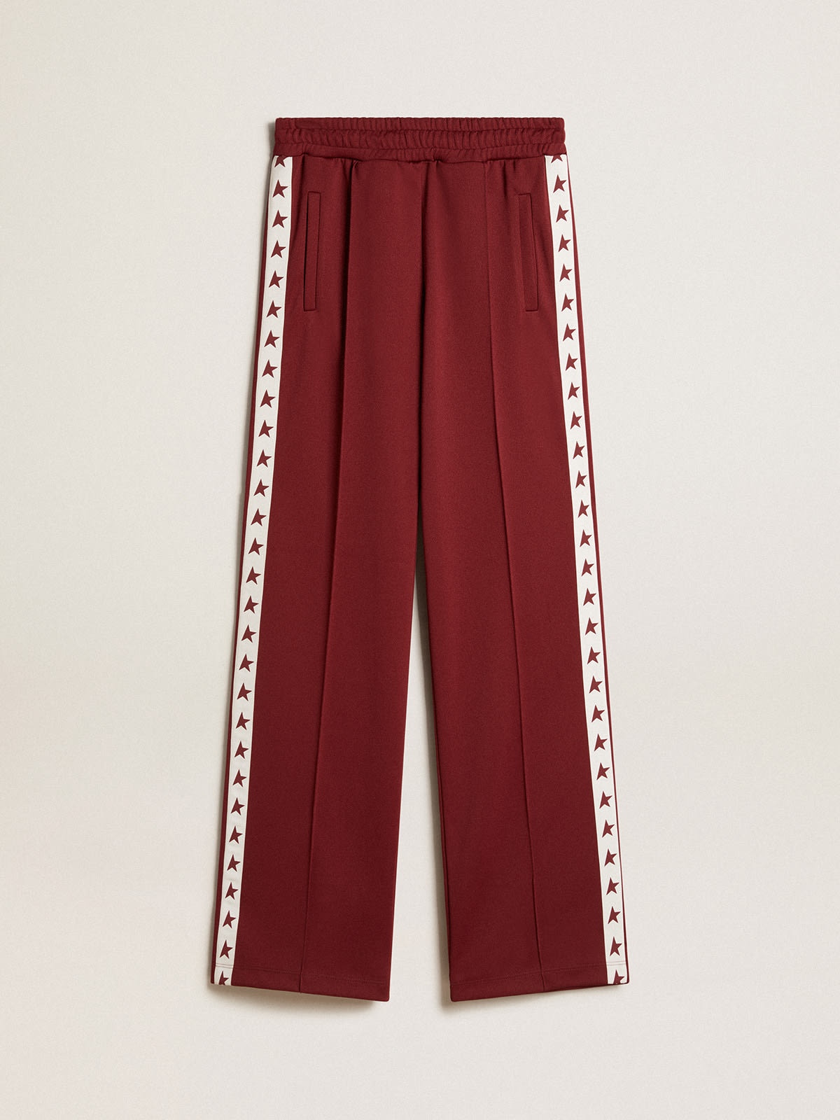 Women’s burgundy joggers with stars on the sides - 1