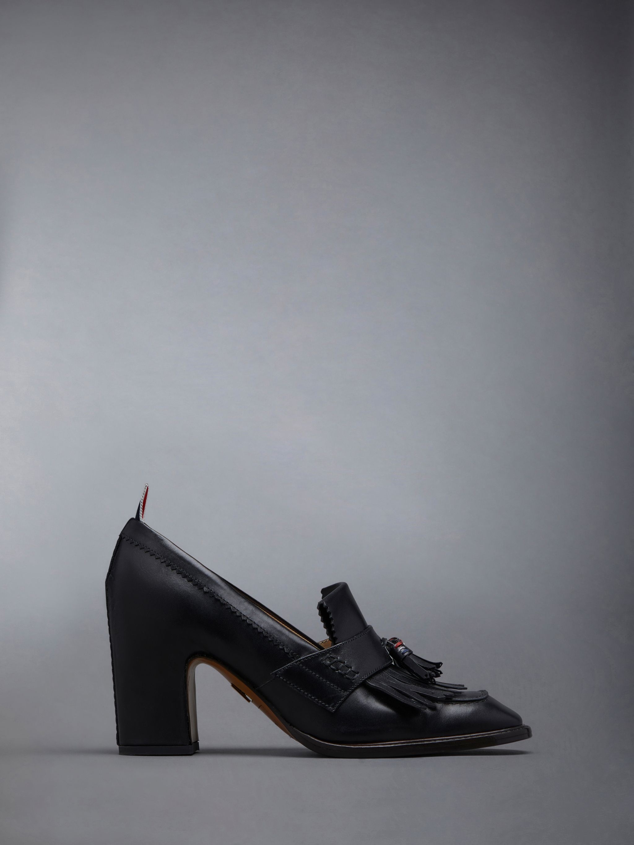 Box Calf 75mm Block Heel Tassel Kilt Loafer - 1