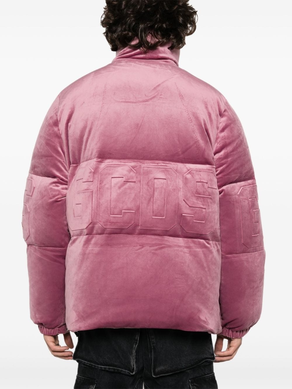 logo-embossed velvet jacket - 5