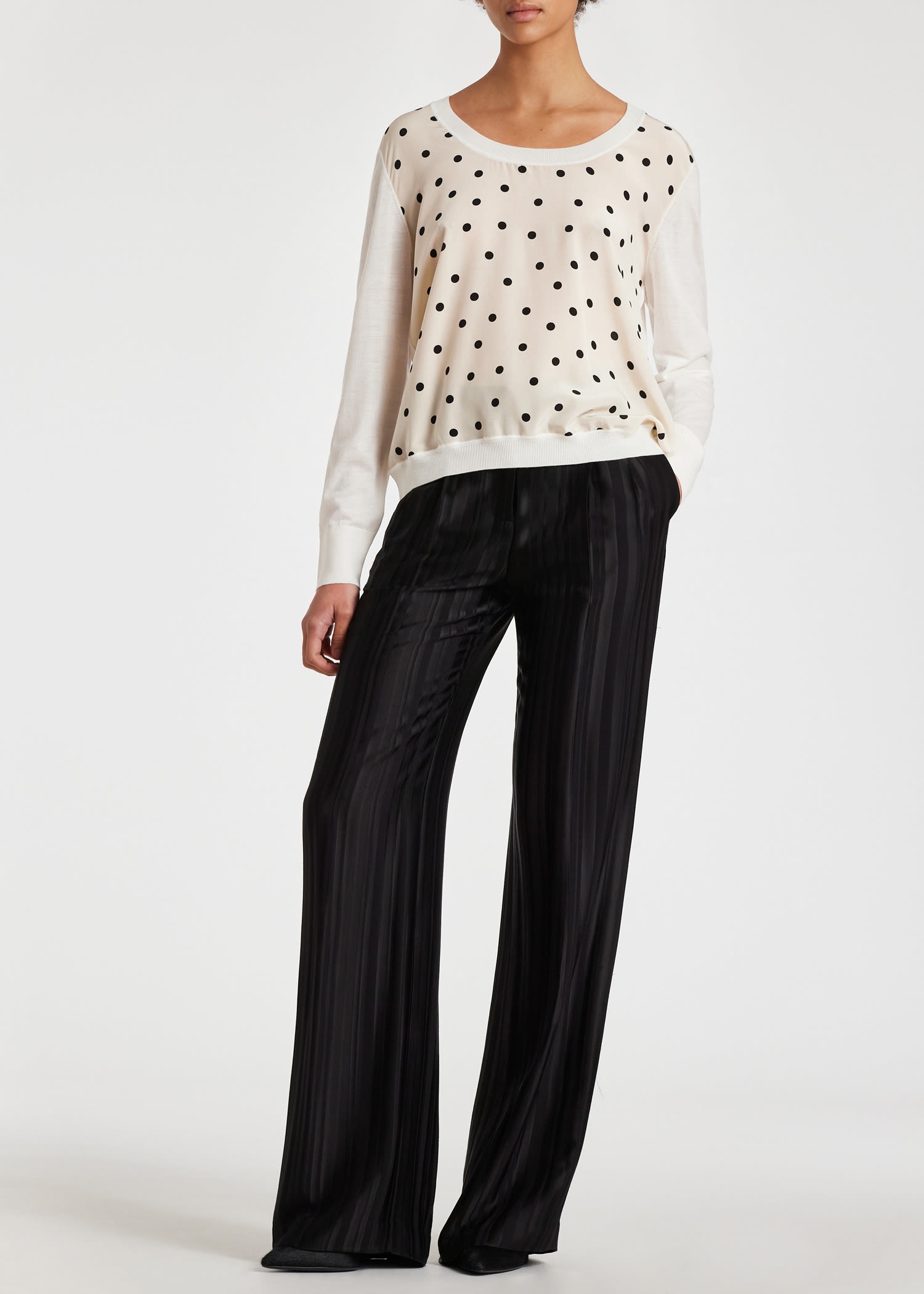 Silk Front Polka Dot Sweater - 5