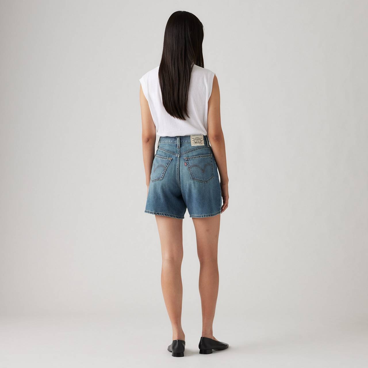 HIGH RISE BAGGY LINEN+ DENIM LIGHTWEIGHT WOMEN'S SHORTS - 5