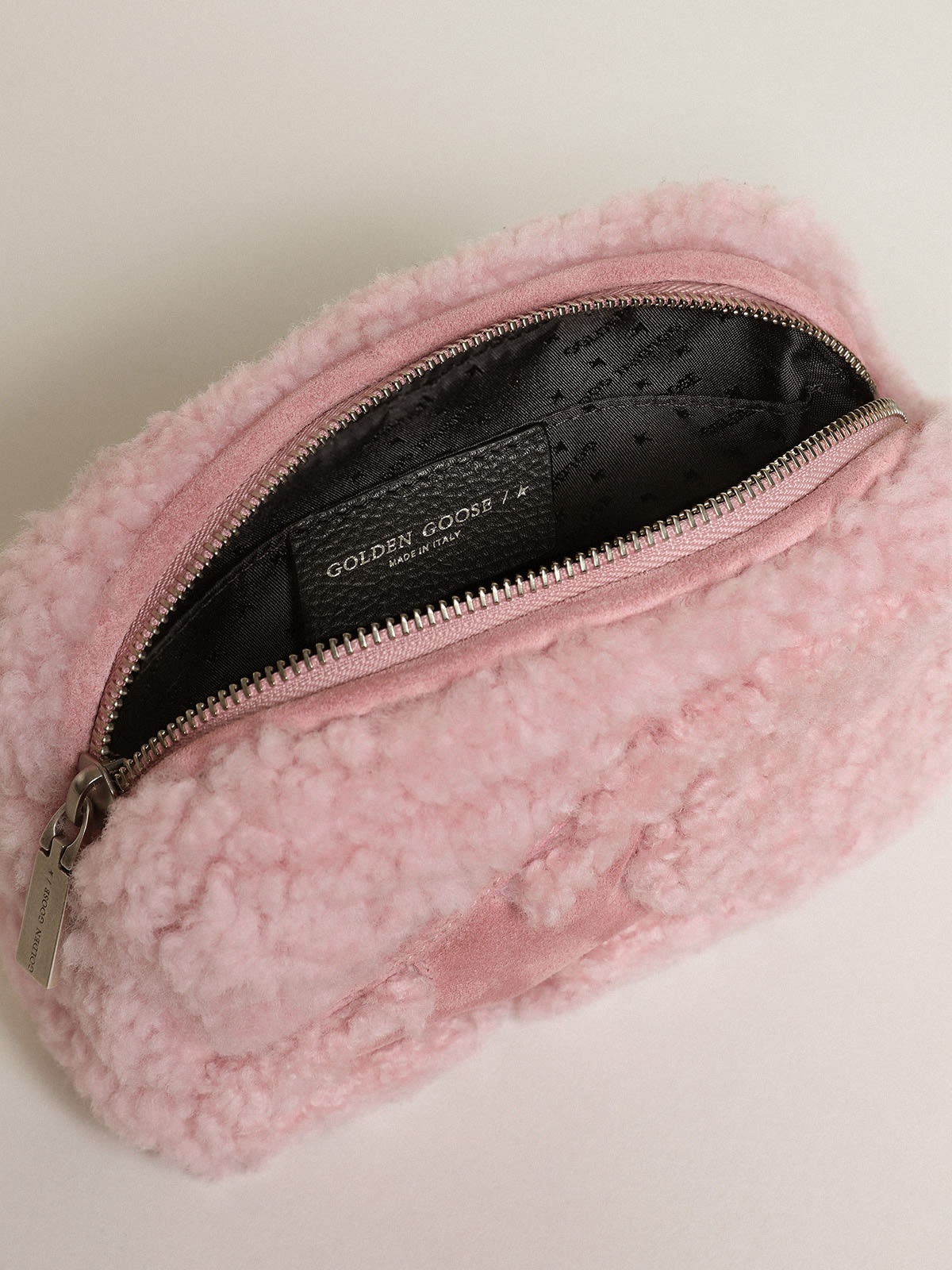 Mini Star Bag in pink shearling with suede star - 4