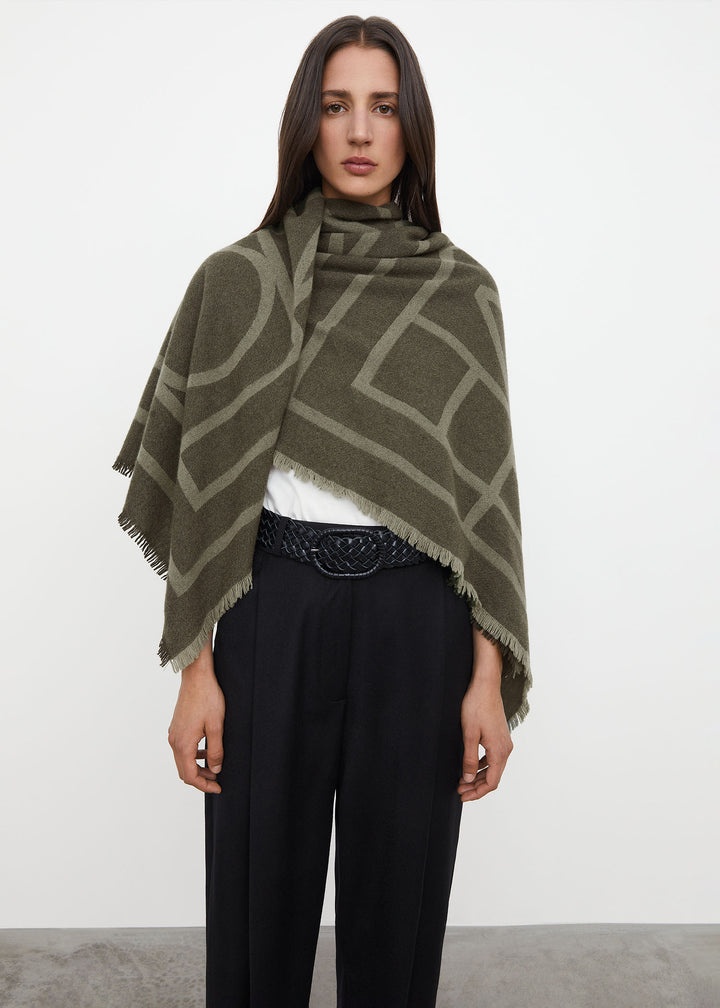 Monogram wool cashmere scarf sage - 3