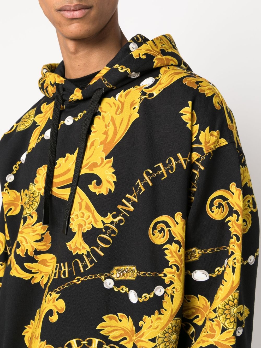 baroque-print cotton hoodie - 5