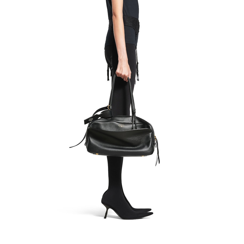 BALENCIAGA Women's Carrie Medium Bowling Bag in Black outlook