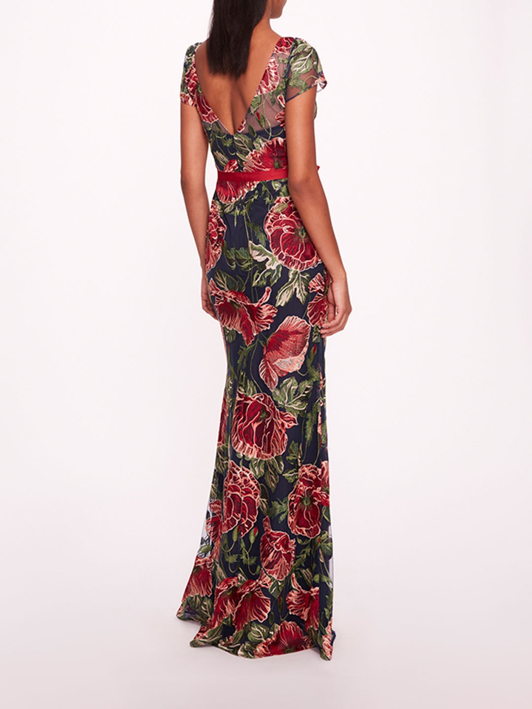 EMBROIDERED BOAT NECK GOWN - 2