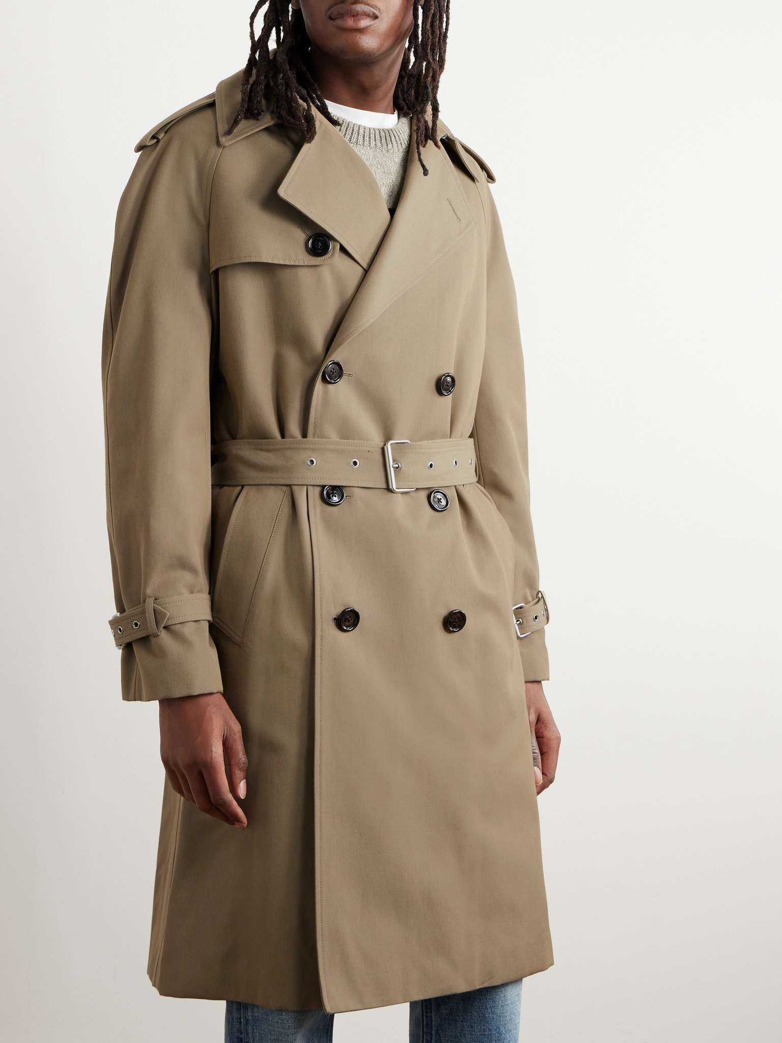 CELINE HOMME Double-Breasted Wool and Cotton-Blend Gabardine Trench Coat  for Men