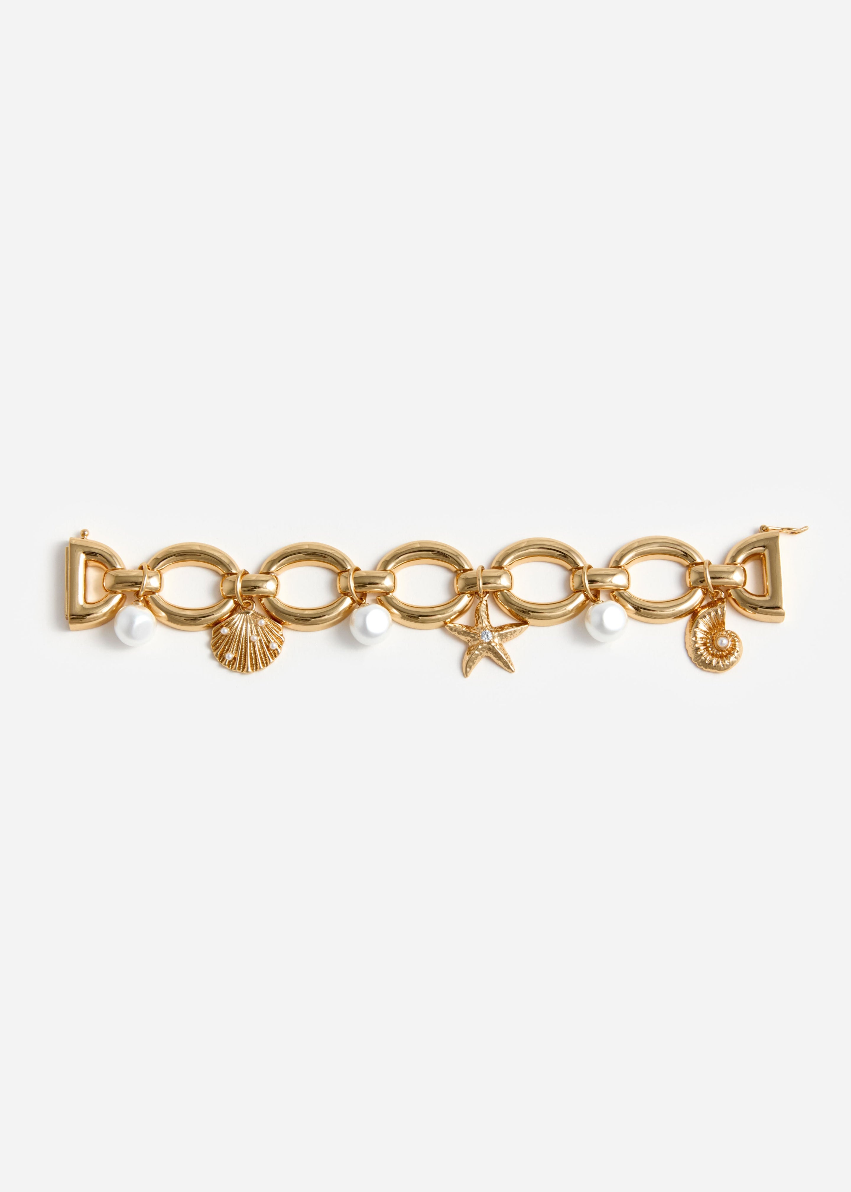 Gold Pearl Shell Charm Bracelet - 2