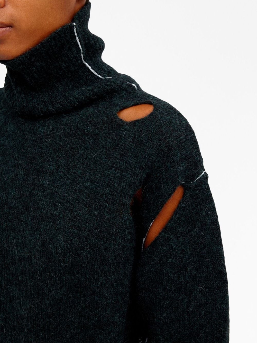 distressed-effect high-neck jumper - 5